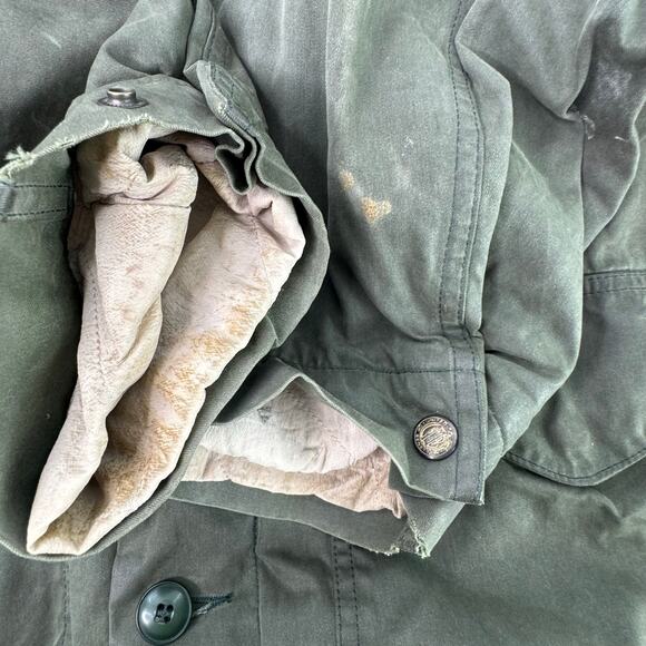 Rare VTG Italy United Colors Benetton Wax Canvas Olive Chore Coat Blanket  50 - Picture 6 of 11